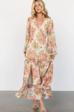 Hot Baltic Born Bowman Deep V Maxi Dress | Cream Multi Floral CreamMultiFloral