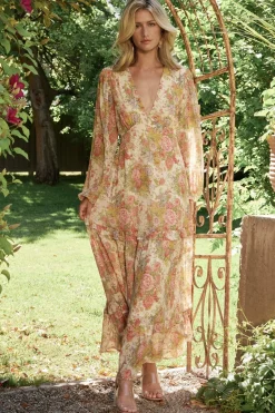 Hot Baltic Born Bowman Deep V Maxi Dress | Cream Multi Floral CreamMultiFloral