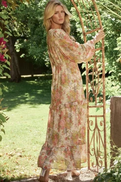 Hot Baltic Born Bowman Deep V Maxi Dress | Cream Multi Floral CreamMultiFloral