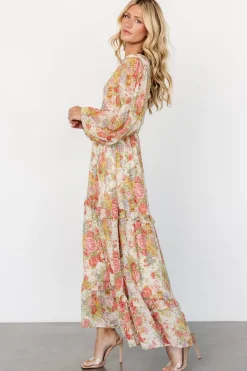 Hot Baltic Born Bowman Deep V Maxi Dress | Cream Multi Floral CreamMultiFloral