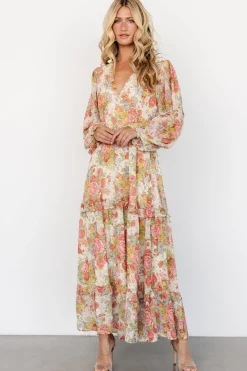Hot Baltic Born Bowman Deep V Maxi Dress | Cream Multi Floral CreamMultiFloral