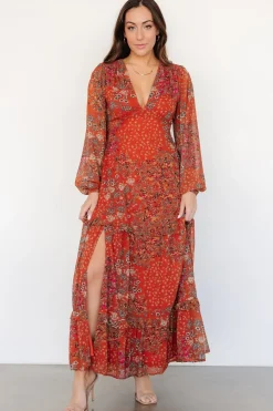 Clearance Baltic Born Bowman Deep V Maxi Dress | Rust Multi RustMulti