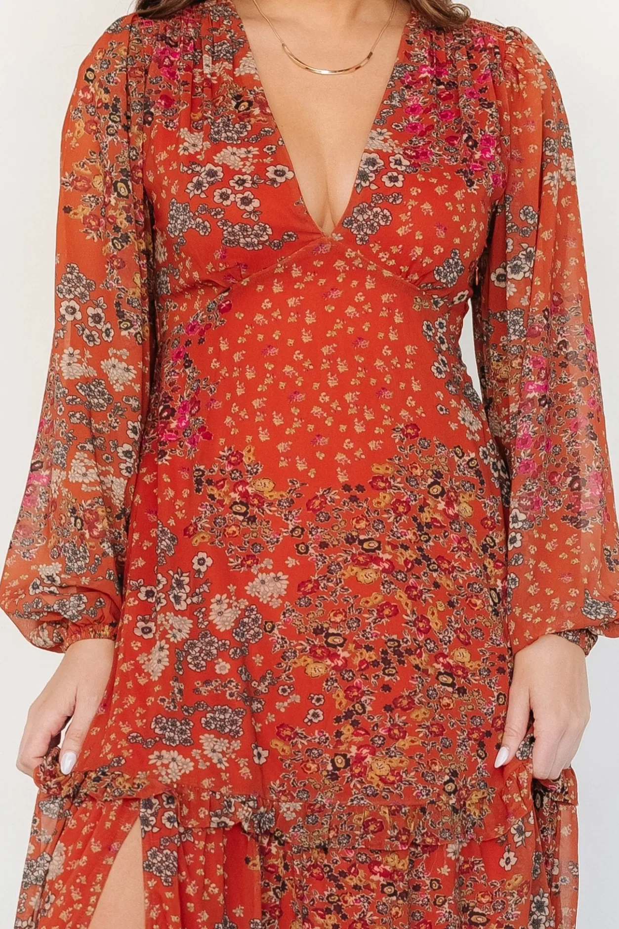 Clearance Baltic Born Bowman Deep V Maxi Dress | Rust Multi RustMulti