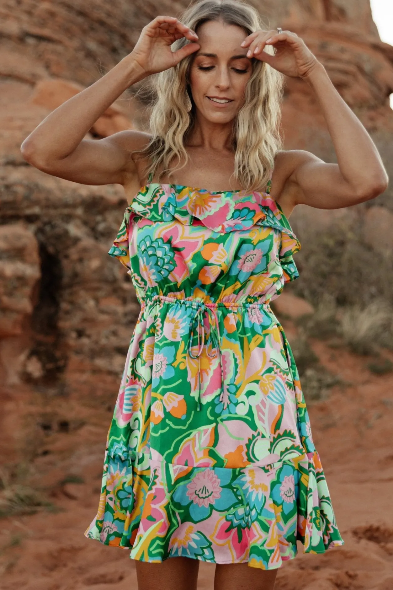 Discount Baltic Born Braiden Short Dress | Green Multi Floral GreenMultiFloral