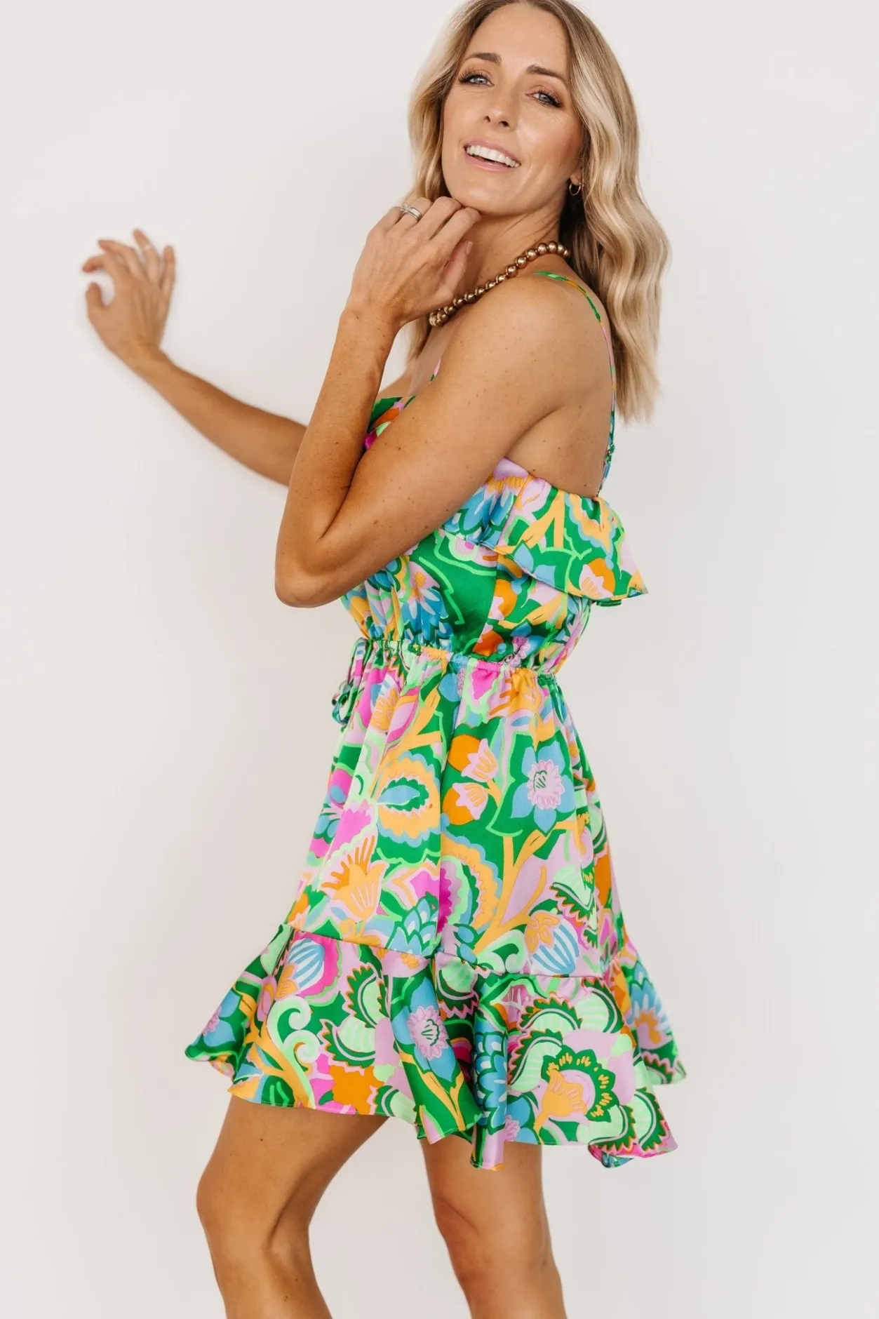 Discount Baltic Born Braiden Short Dress | Green Multi Floral GreenMultiFloral