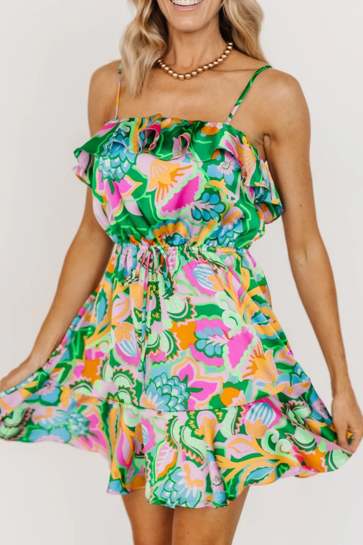 Discount Baltic Born Braiden Short Dress | Green Multi Floral GreenMultiFloral