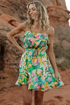 Discount Baltic Born Braiden Short Dress | Green Multi Floral GreenMultiFloral