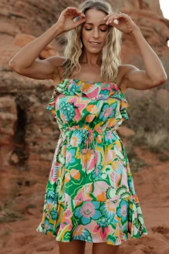 Discount Baltic Born Braiden Short Dress | Green Multi Floral GreenMultiFloral