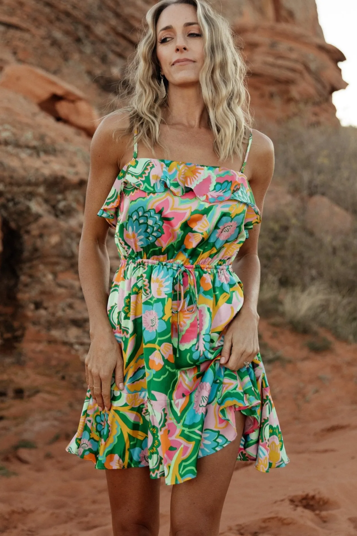 Discount Baltic Born Braiden Short Dress | Green Multi Floral GreenMultiFloral