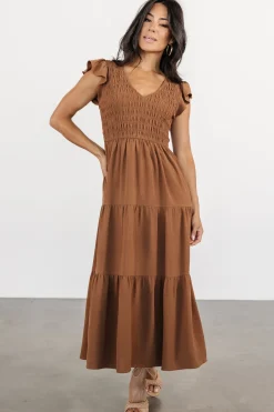 Sale Baltic Born Brandie Smocked Midi Dress | Brown