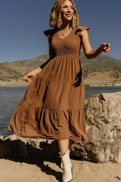 Sale Baltic Born Brandie Smocked Midi Dress | Brown