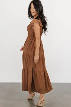 Sale Baltic Born Brandie Smocked Midi Dress | Brown