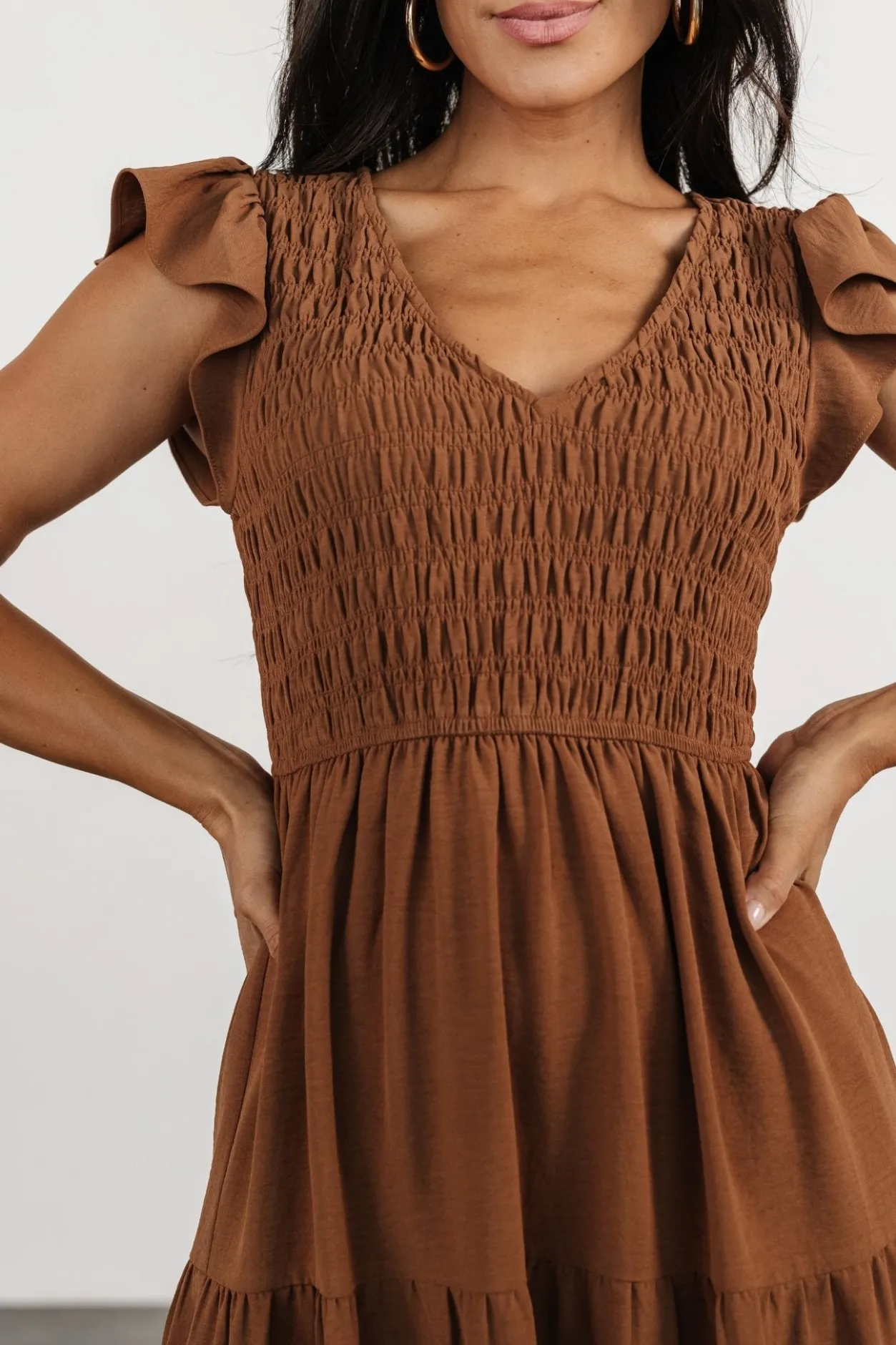 Sale Baltic Born Brandie Smocked Midi Dress | Brown