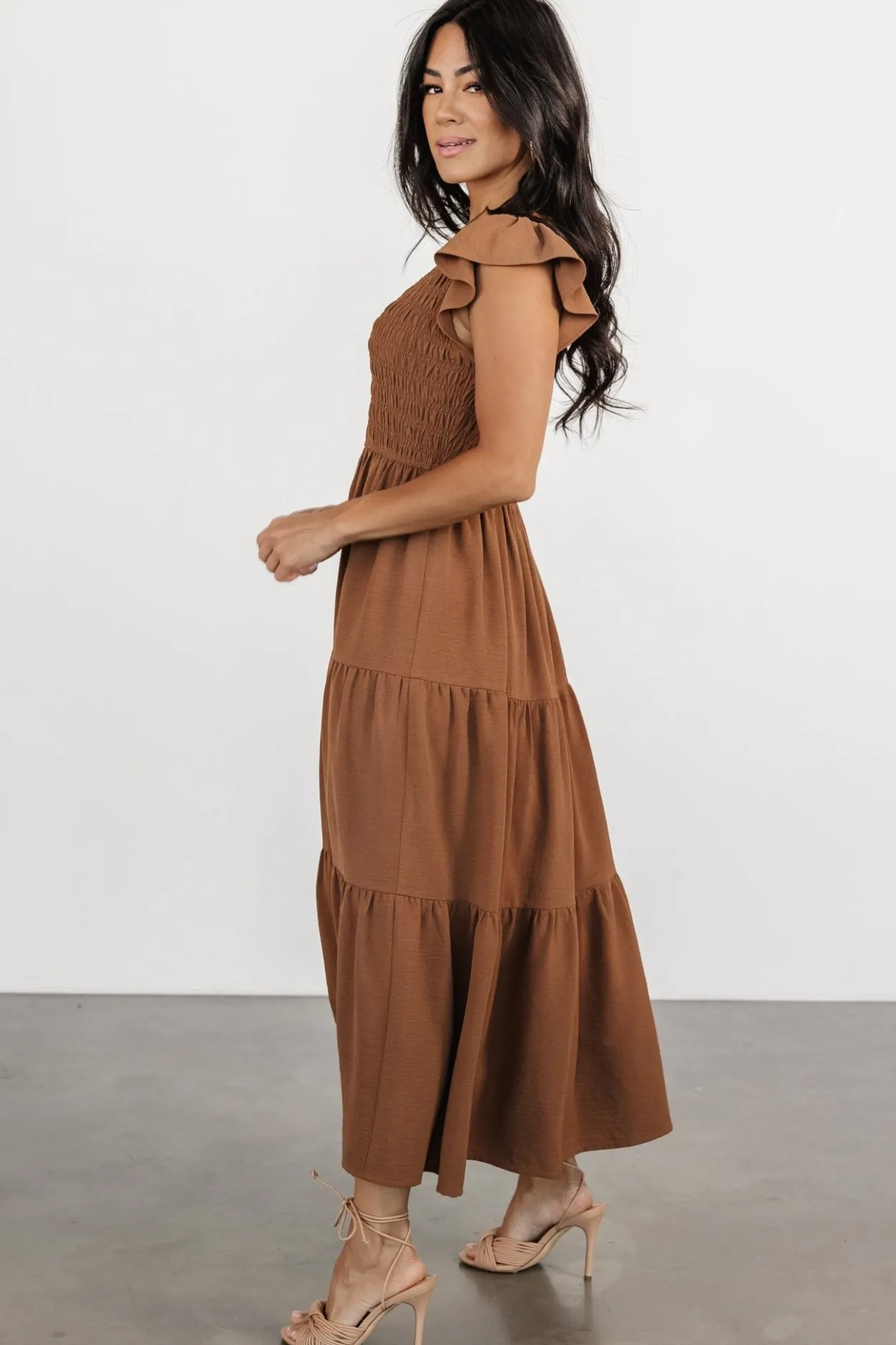 Sale Baltic Born Brandie Smocked Midi Dress | Brown