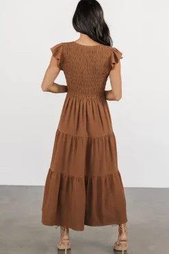 Sale Baltic Born Brandie Smocked Midi Dress | Brown
