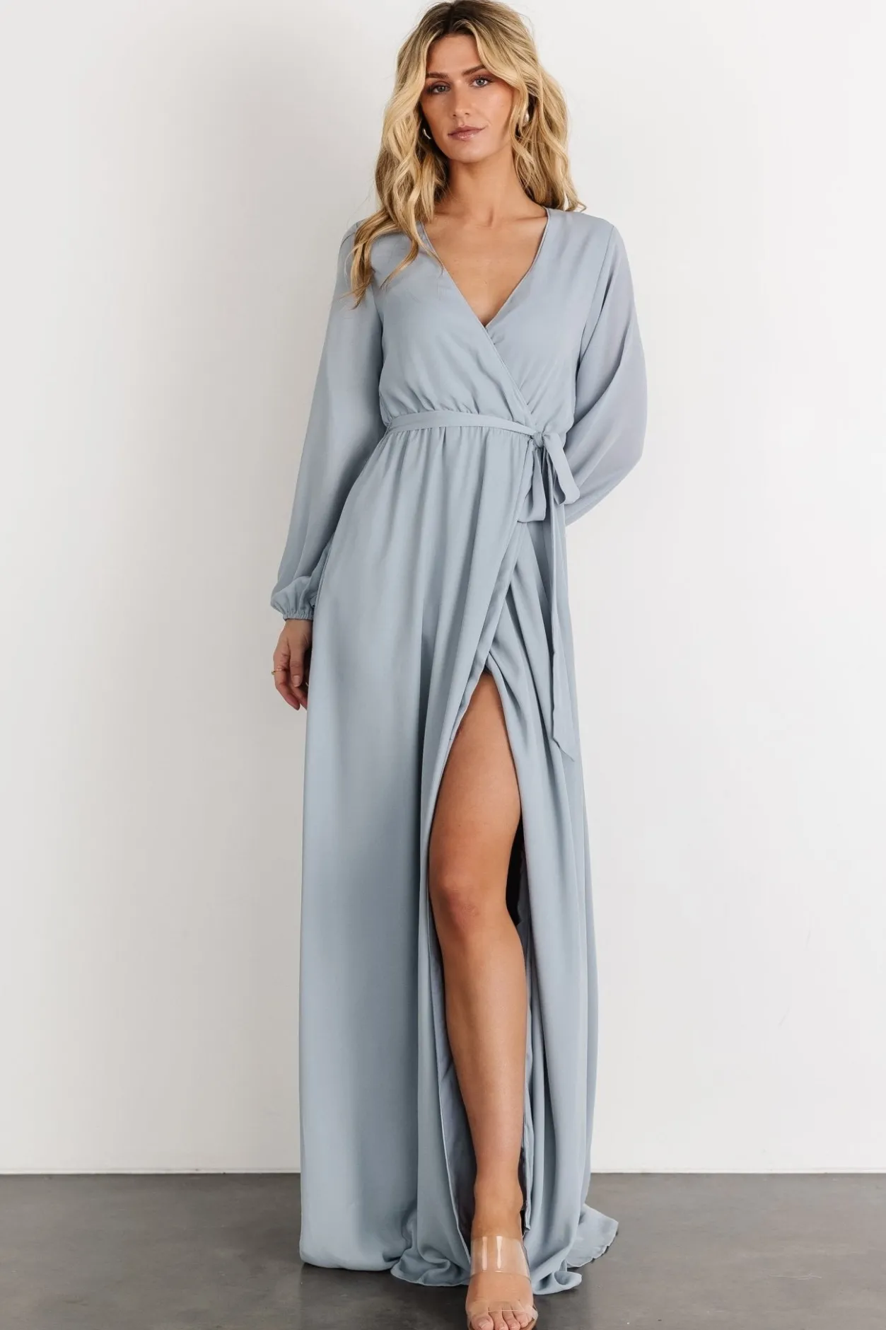 Discount Baltic Born Breanne Faux Wrap Maxi Dress | Light Blue LightBlue