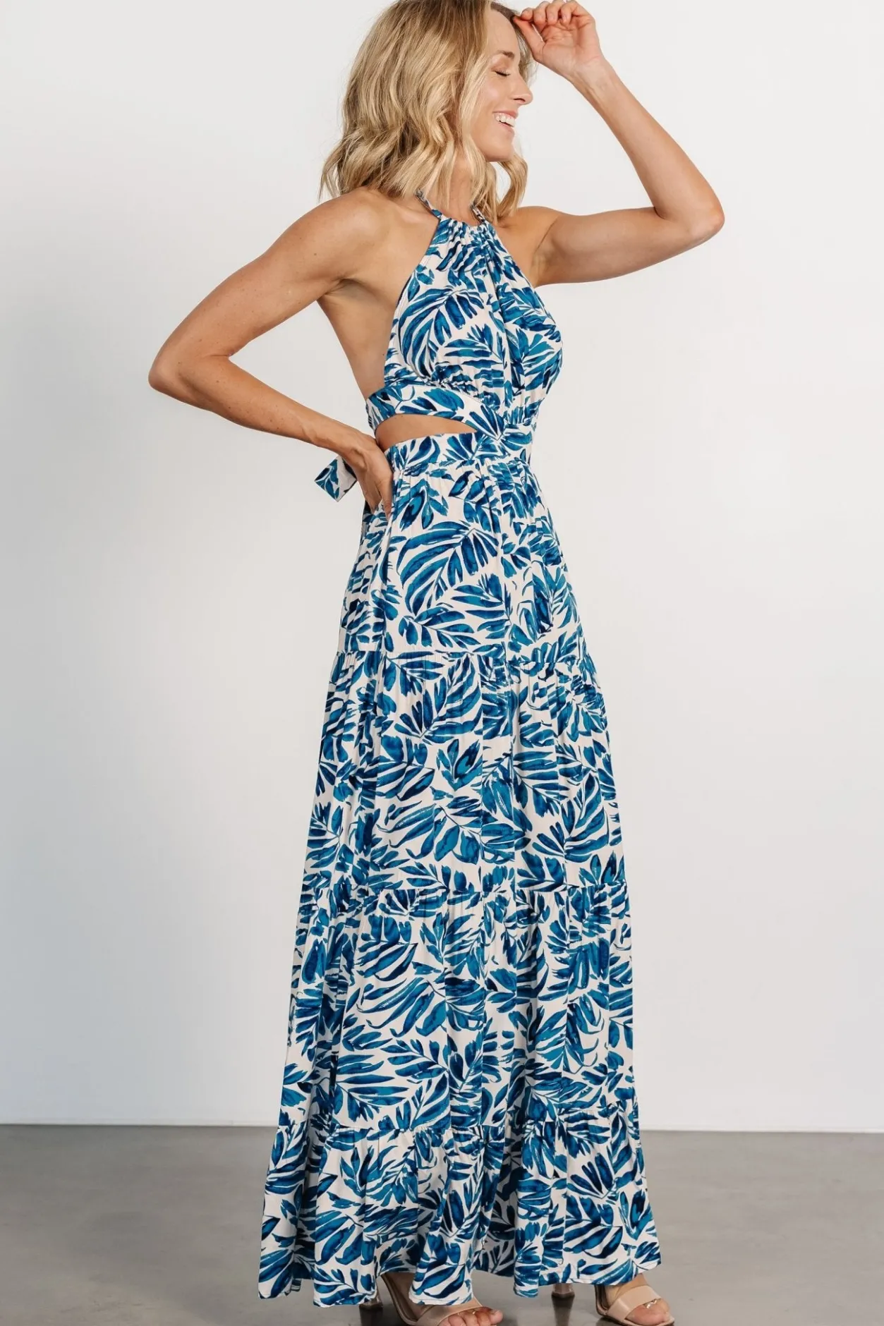 Online Baltic Born Brett Halter Maxi Dress | Cobalt Print CobaltPrint
