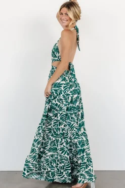 New Baltic Born Brett Halter Maxi Dress | Palm Green Print PalmGreenPrint