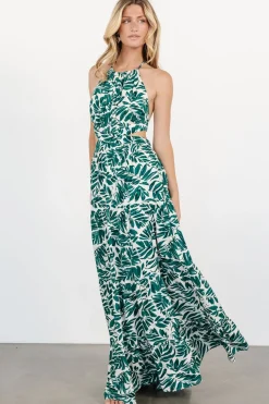 New Baltic Born Brett Halter Maxi Dress | Palm Green Print PalmGreenPrint