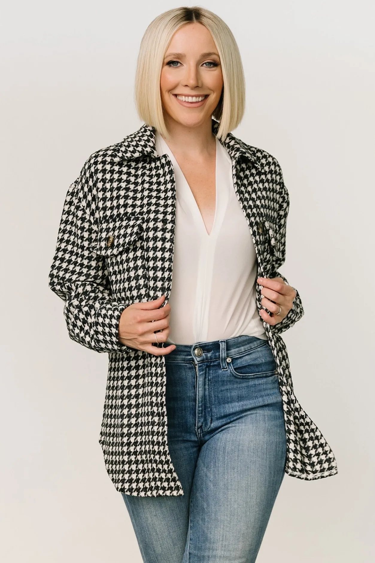 Sale Baltic Born Bridger Houndstooth Jacket | Dark Navy + Ivory DarkNavy+Ivory