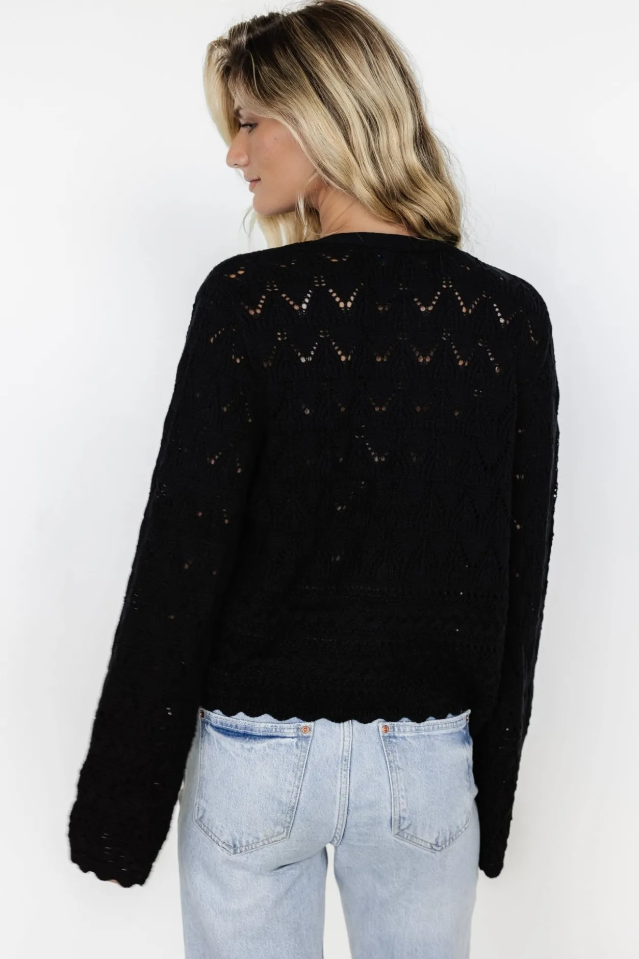 Clearance Baltic Born Brigid Pointelle Cardigan | Black