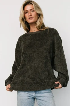 Sale Baltic Born Brina Teddy Crewneck | Charcoal Gray CharcoalGray