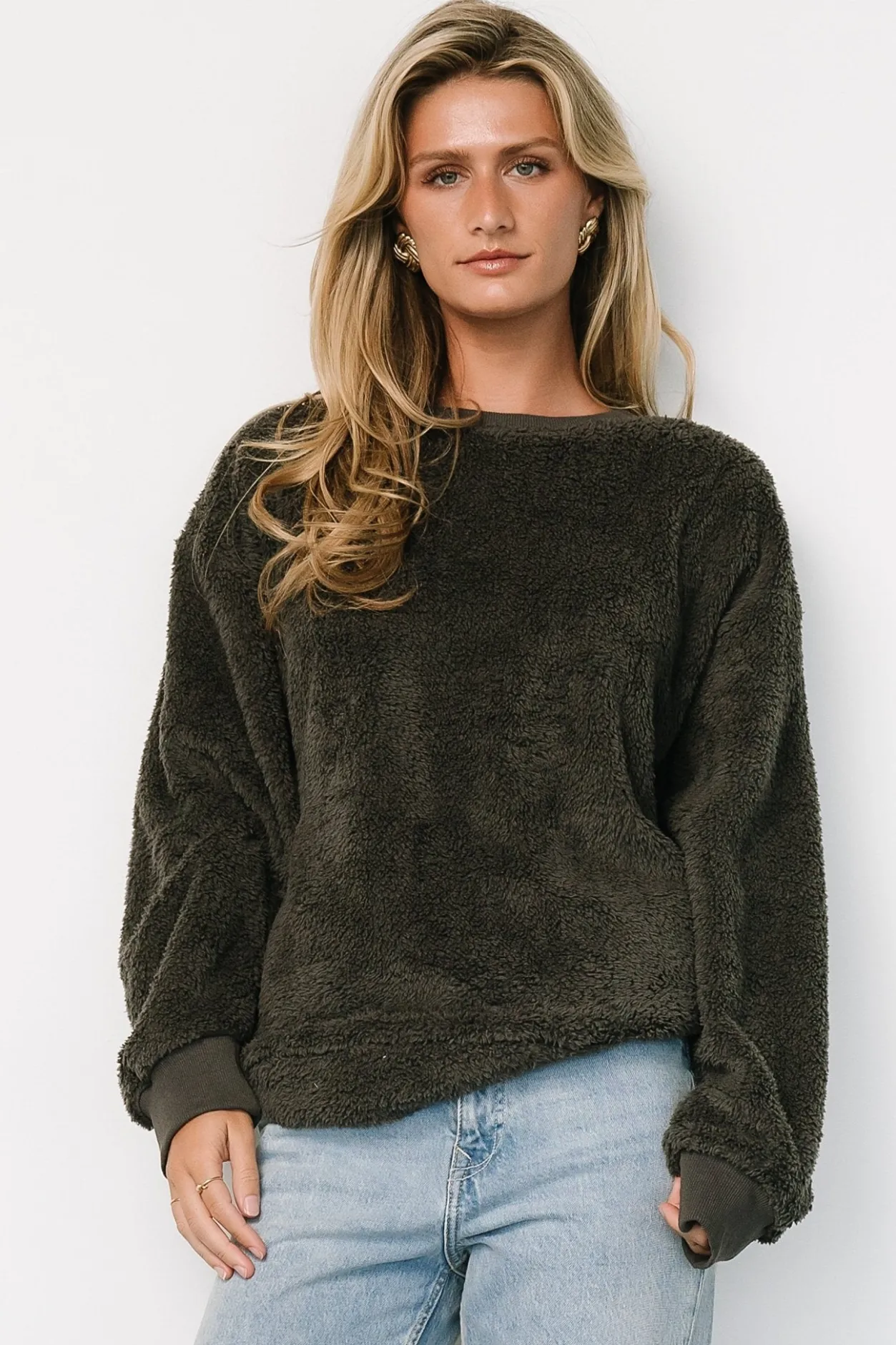 Sale Baltic Born Brina Teddy Crewneck | Charcoal Gray CharcoalGray