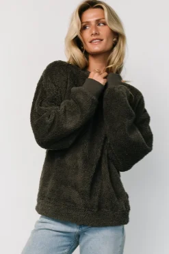Sale Baltic Born Brina Teddy Crewneck | Charcoal Gray CharcoalGray