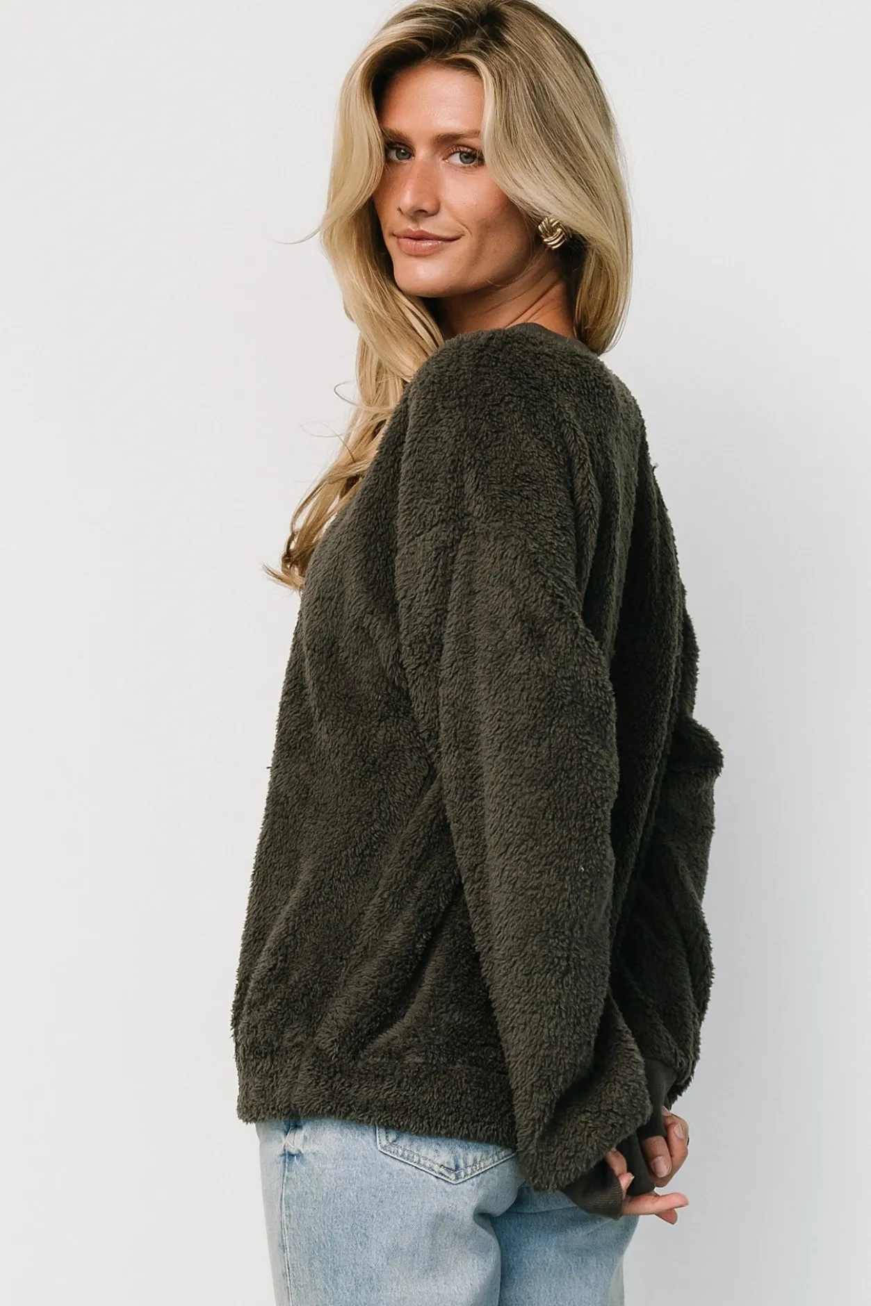 Sale Baltic Born Brina Teddy Crewneck | Charcoal Gray CharcoalGray