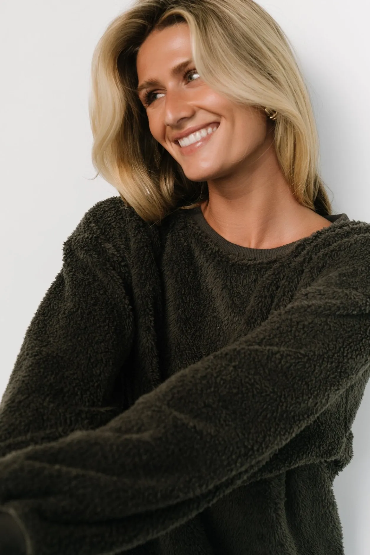 Sale Baltic Born Brina Teddy Crewneck | Charcoal Gray CharcoalGray