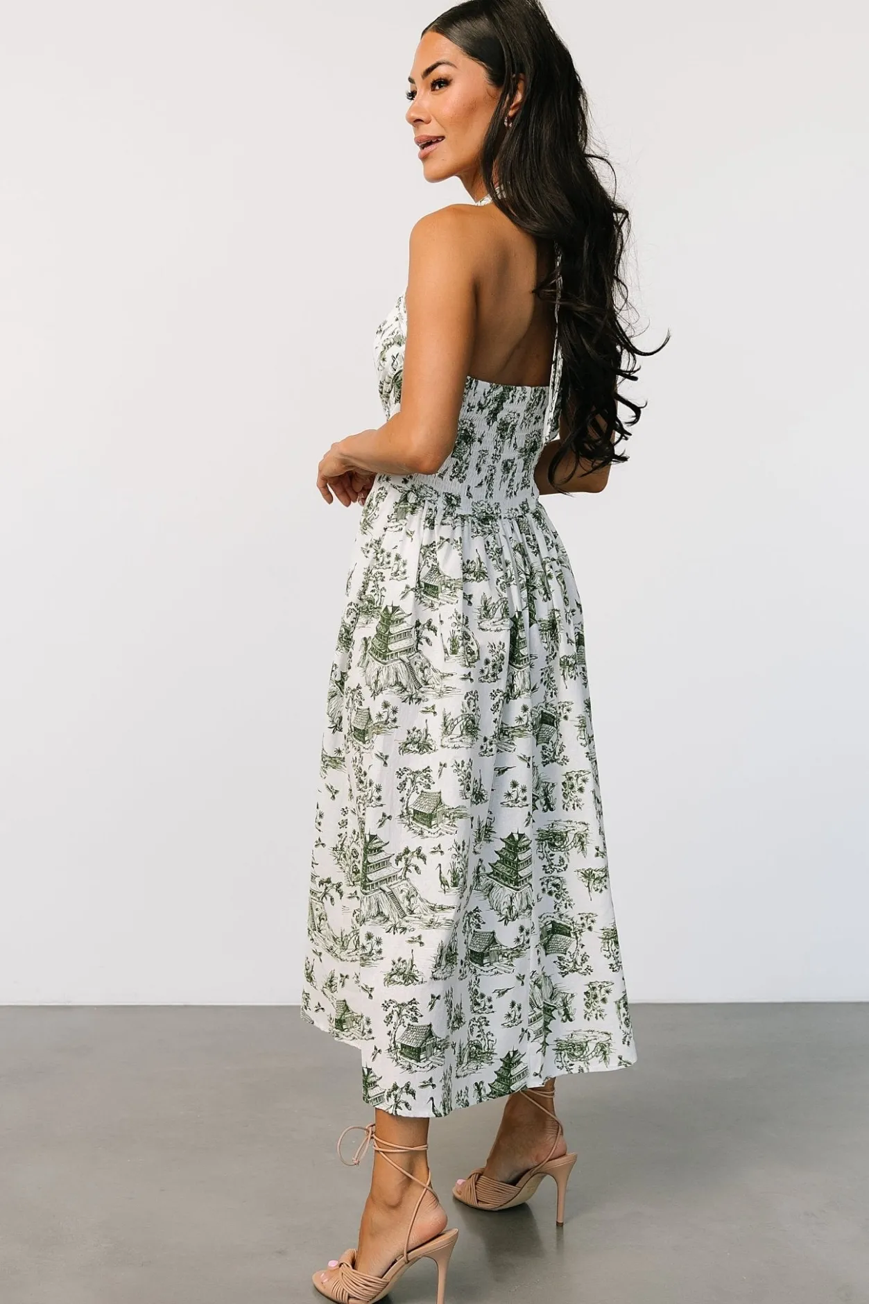 Sale Baltic Born Bristol Halter Midi Dress | Green Print GreenPrint