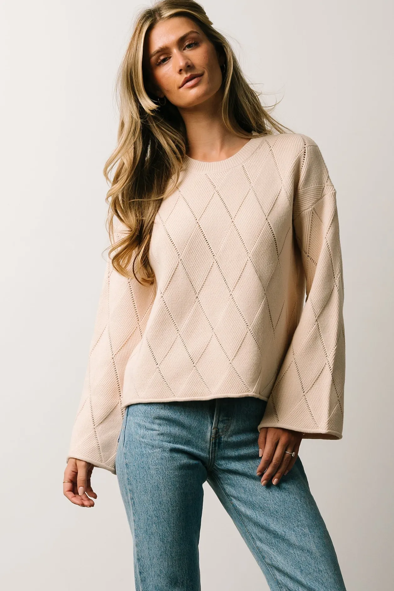 Discount Baltic Born Britta Diamond Knit Sweater | Beige