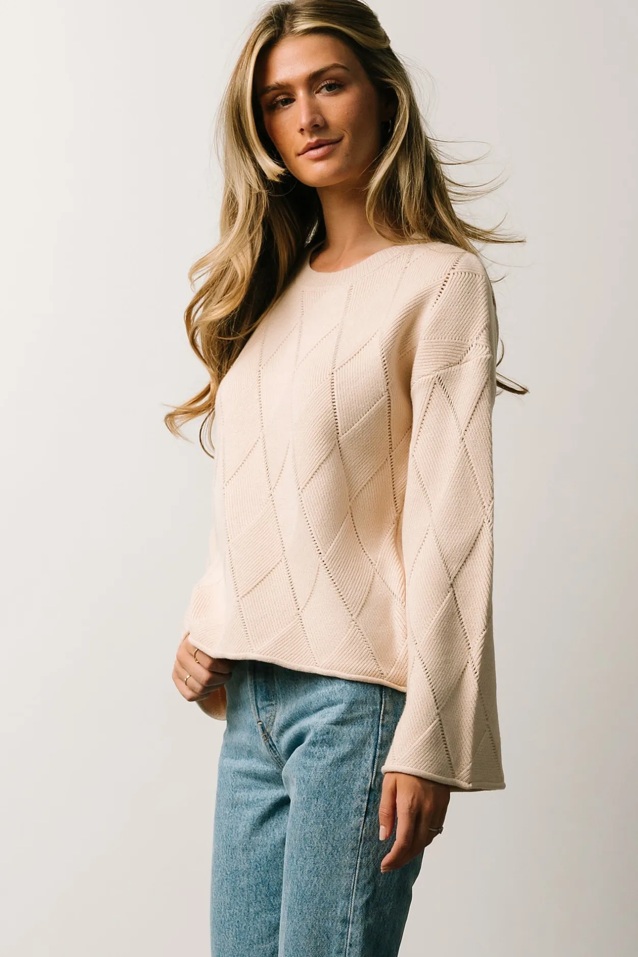Discount Baltic Born Britta Diamond Knit Sweater | Beige