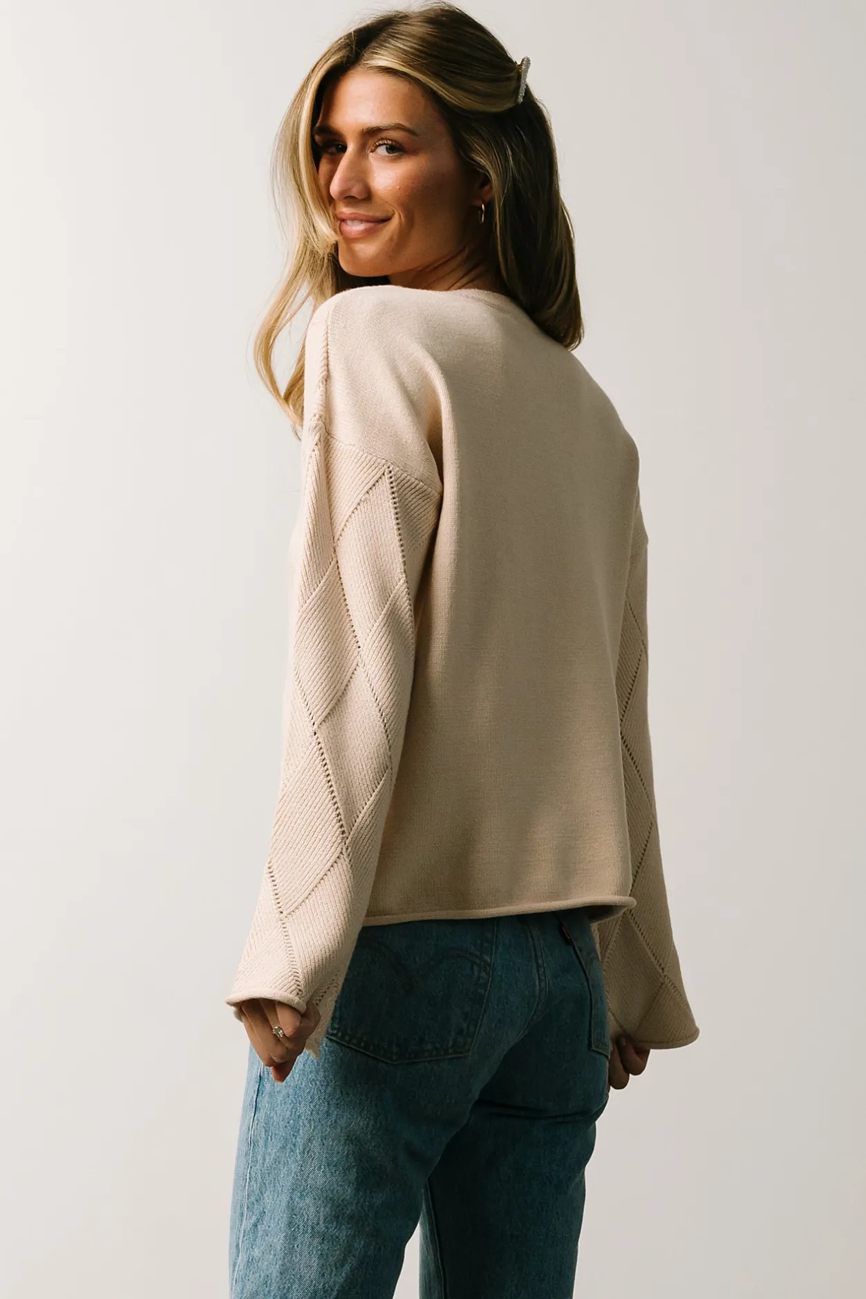 Discount Baltic Born Britta Diamond Knit Sweater | Beige