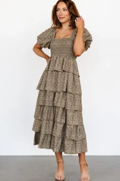 Outlet Baltic Born Bromley Tiered Dress | Olive Print OlivePrint