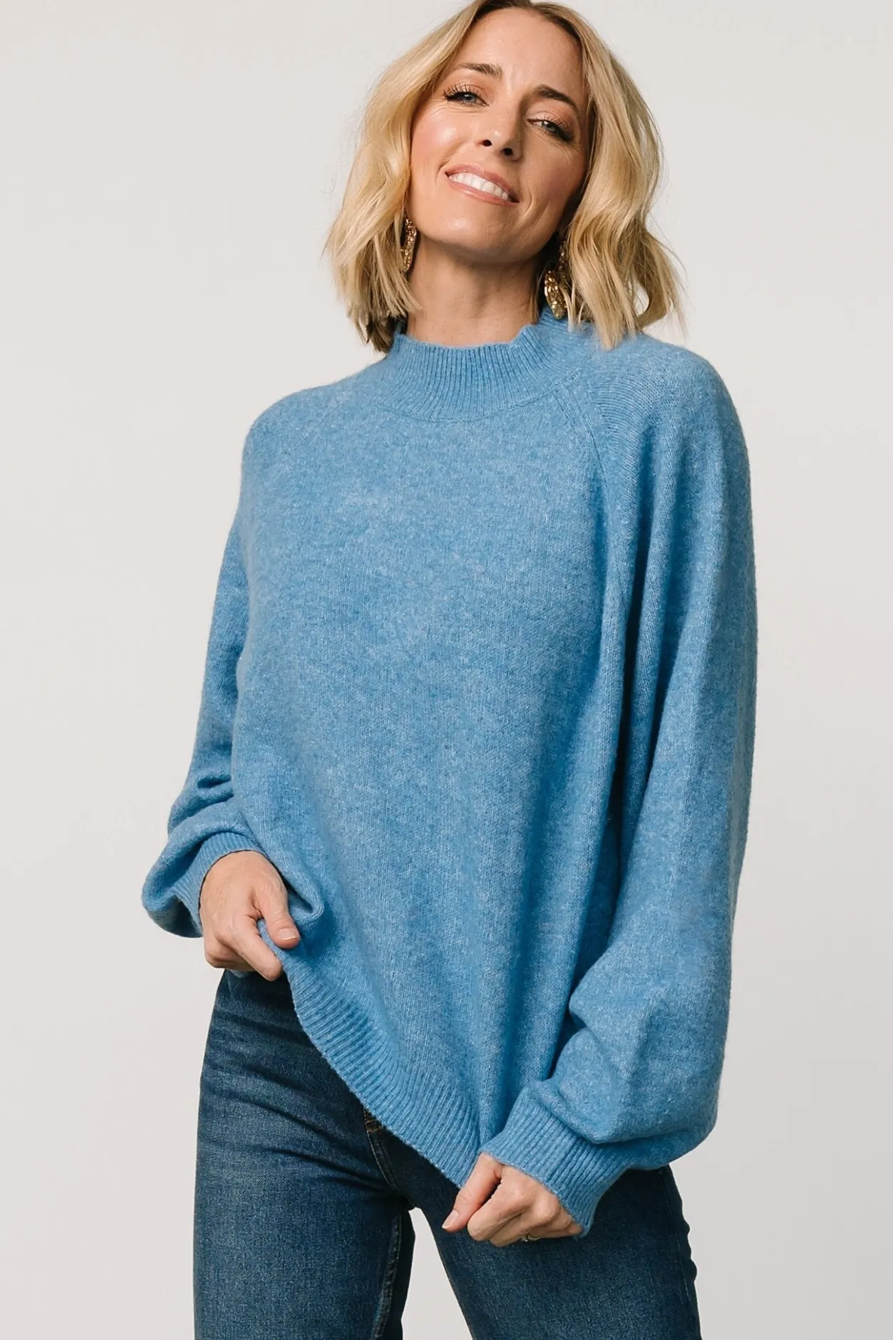 New Baltic Born Bronson Mock Neck Sweater | Blue