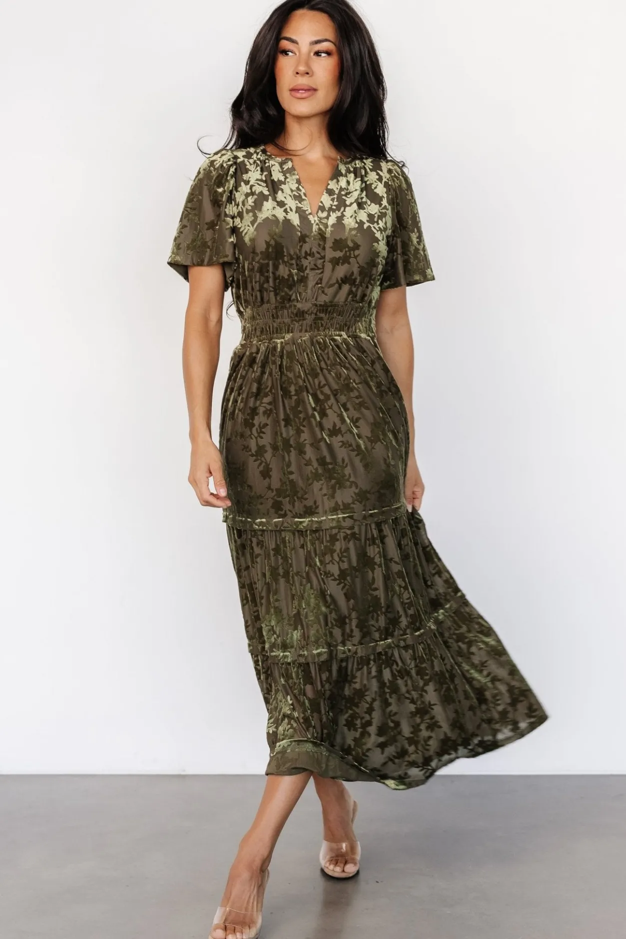 Online Baltic Born Bronwyn Velvet Dress | Olive