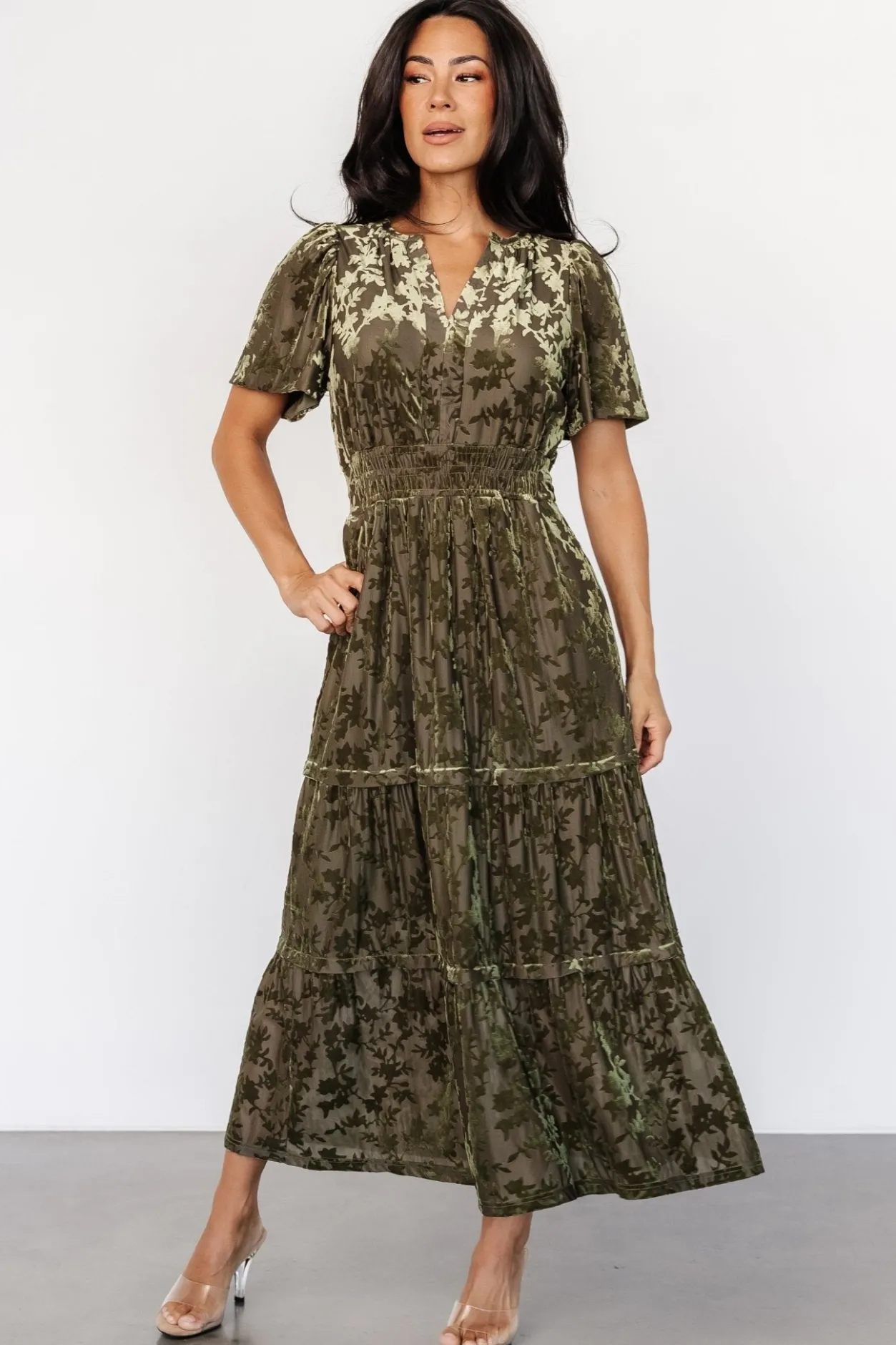 Online Baltic Born Bronwyn Velvet Dress | Olive