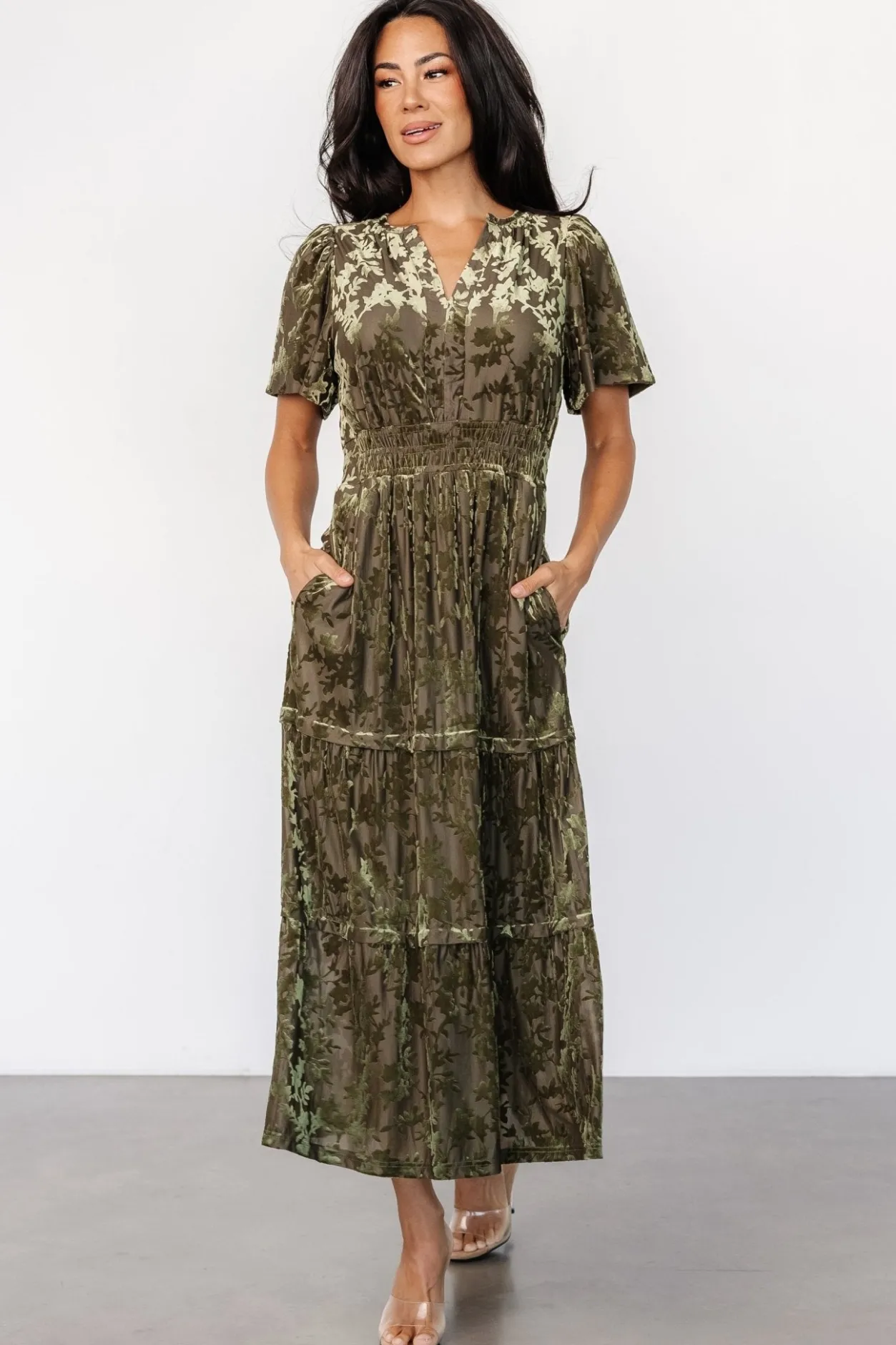 Online Baltic Born Bronwyn Velvet Dress | Olive
