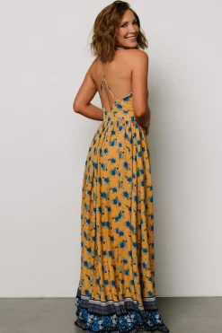 New Baltic Born Brylee Maxi Dress | Mustard + Navy Mustard+Navy