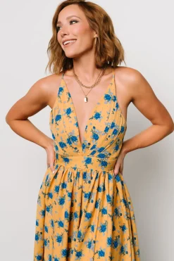 New Baltic Born Brylee Maxi Dress | Mustard + Navy Mustard+Navy