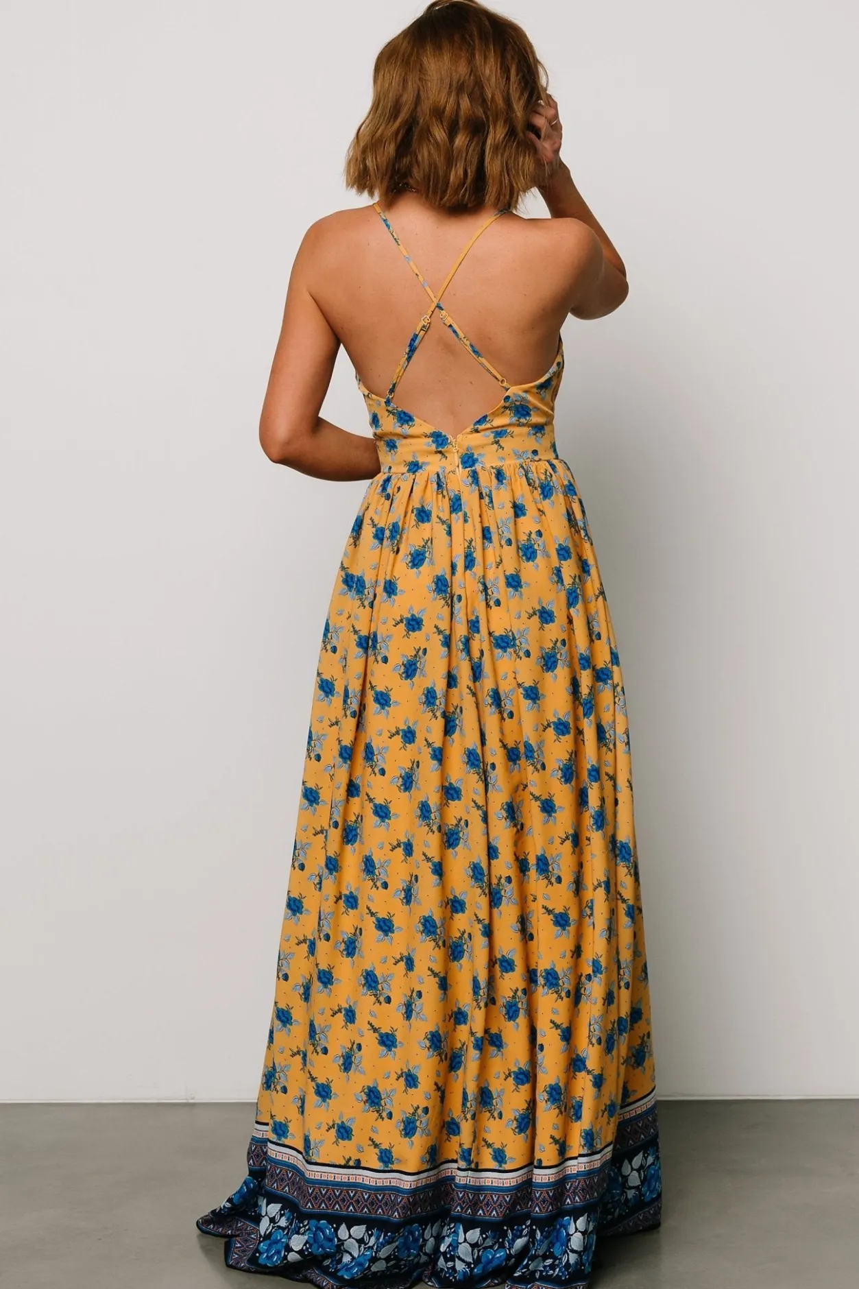 New Baltic Born Brylee Maxi Dress | Mustard + Navy Mustard+Navy