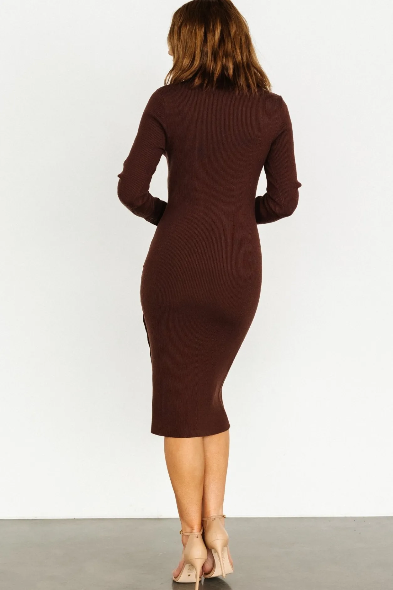 Outlet Baltic Born Caldwell Ribbed Turtleneck Midi Dress | Brown