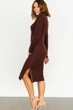 Outlet Baltic Born Caldwell Ribbed Turtleneck Midi Dress | Brown