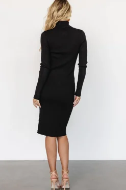 Hot Baltic Born Caldwell Ribbed Turtleneck Midi Dress | Black