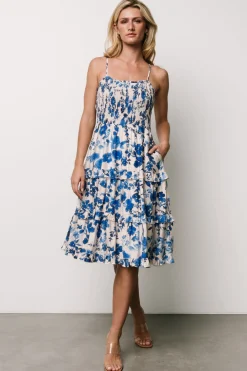 Discount Baltic Born Calina Midi Dress | Ivory + Blue Floral Ivory+BlueFloral