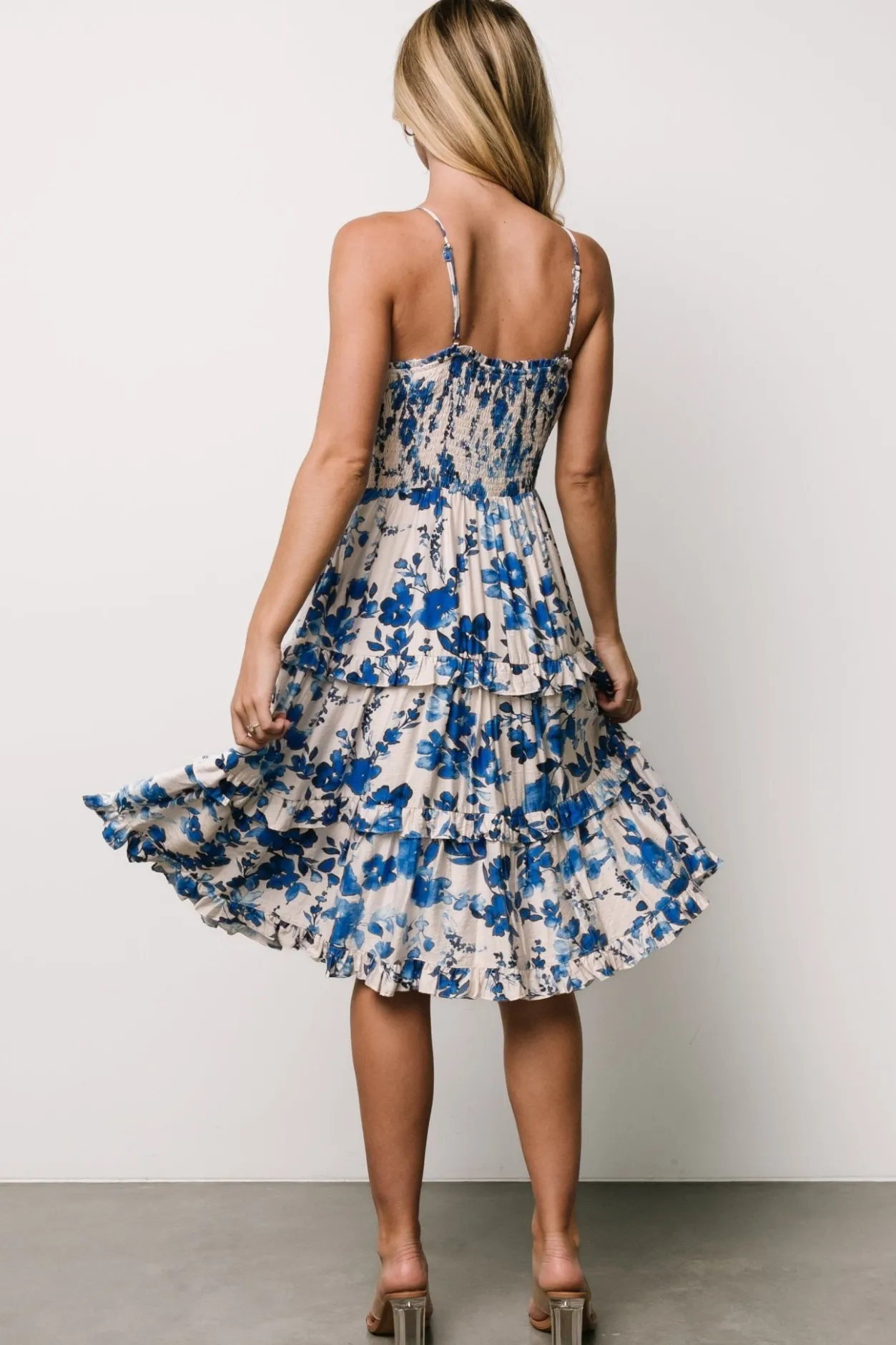 Discount Baltic Born Calina Midi Dress | Ivory + Blue Floral Ivory+BlueFloral