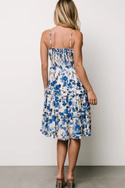 Discount Baltic Born Calina Midi Dress | Ivory + Blue Floral Ivory+BlueFloral