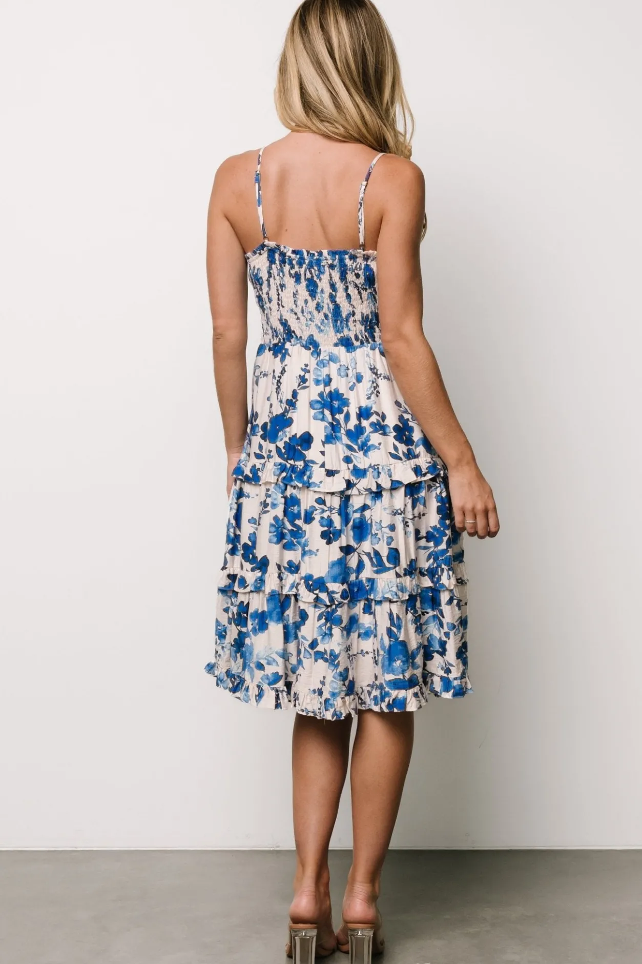 Discount Baltic Born Calina Midi Dress | Ivory + Blue Floral Ivory+BlueFloral