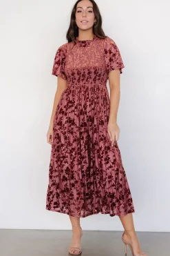 Clearance Baltic Born Callen Smocked Velvet Dress | Dusty Clove DustyClove